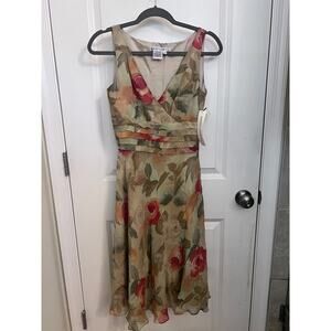 VTG Maggy London Sleeveless Floral Silk Y2K Romantic Lined Sz 4 Midi Dress NWT